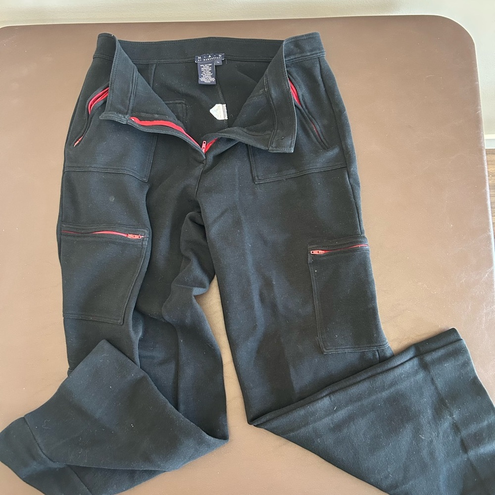 Magaschoni Black Sweat Pants with Red Zippers